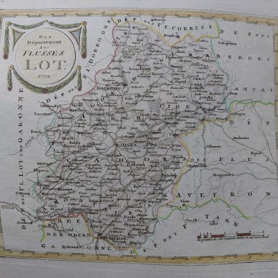 Mapa antiguo siglo XVIII Lot Occitania Francia Von Reilly