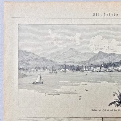 Grabado antiguo siglo XIX Caribe Desconocido