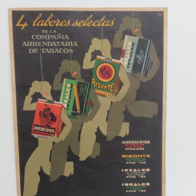 Cartel Antiguo Original Tabacos Cuatro Labores Selectas [1930-1940] Kiss