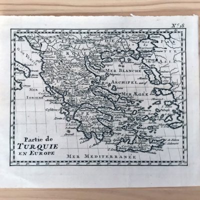 Mapa antiguo siglo XVIII Turquía Grecia Balcanes Macedonia Desconocido