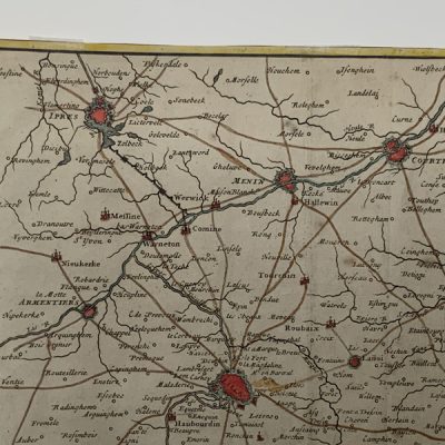 Mapa antiguo Flandes Bélgica Francia 1711 John Senex