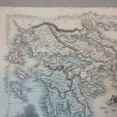 Mapa antiguo Grecia Islas Griegas 1850 Tallis & Rapkin