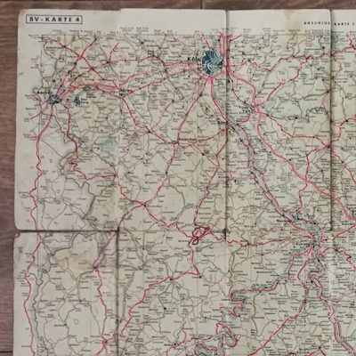 Mapa siglo XX carreteras Alemania Frankfurk, Mannheim worms Trier Speyer Köln Desconocido