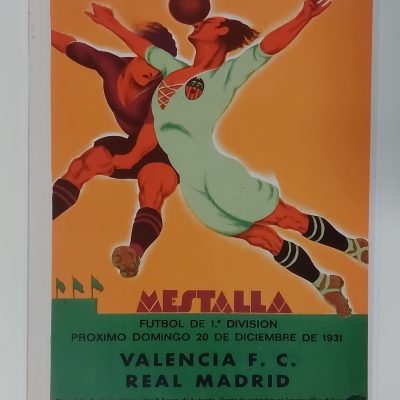 Poster Cartel vintage Valencia Real Madrid Mestalla 1931 reproducción Carlos Velasco