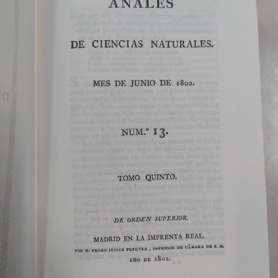 Análisis de historia natural ( 1799-1804) 21 Números.