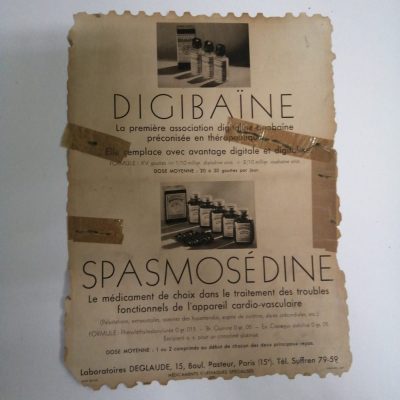 Cartel Antiguo Original Siglo XX [1950] Digibain  Spasmosédine. Medicamentos. Francés