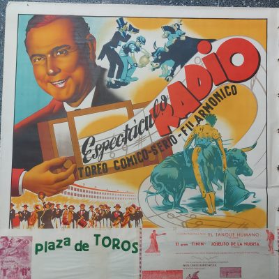 Cartel antiguo Siglo XX [1960] Espectáculo radio. Espectáculo taurino, cómico y musical.