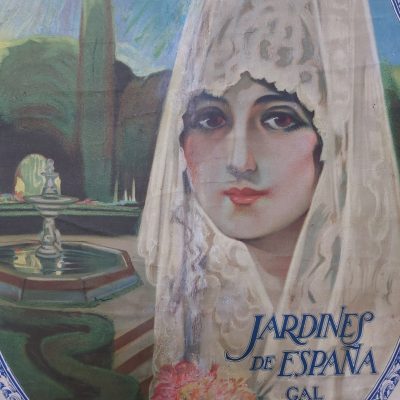 Cartel antiguo Siglo XX [1930] Jardines de España Federico Ribas