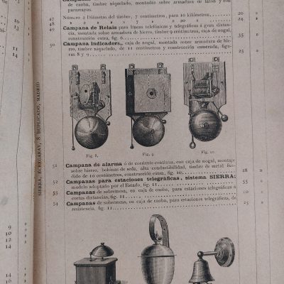 Libro antiguo Siglo XIX 1893 Manual y Catálogo ilustrado de campanillas eléctricas…. Ildefonso Sierra y Alonso