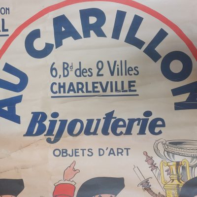 Cartel Antiguo Original Francés Siglo XX [1930] Au Carillon Bijouterie. Jack