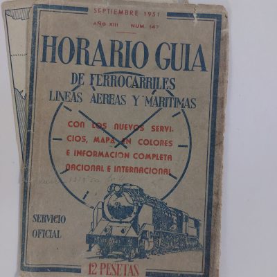Folleto antiguo Siglo XX 1951 Horario guía de ferrocarriles, líneas aéreas y marítimas
