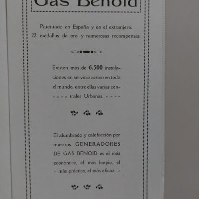 Folleto antiguo Siglo XX 1922 Gas Benoid