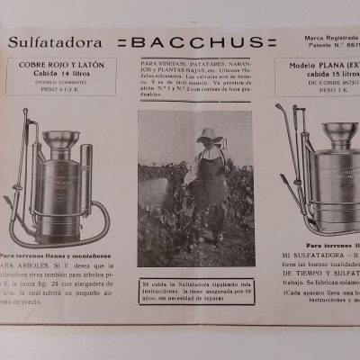 Folleto antiguo Siglo XX [1930] Manufactura de pulverizadores “Bacchus”