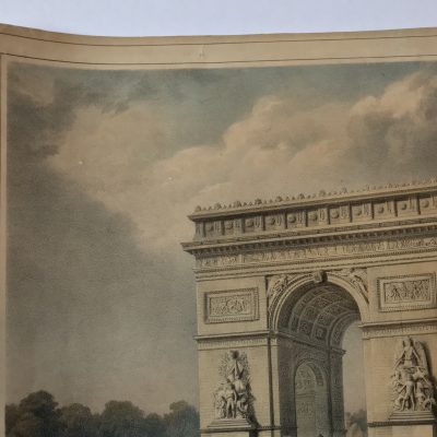 Grabado antiguo siglo XIX Paris Francia Arco del Triunfo Arc de triomphe l’Étoile 1836 Bernard Frey