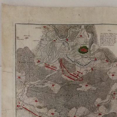 Antiguo grabado militar siglo XVIII asedio Philippsburg Alemania 1740 Homann