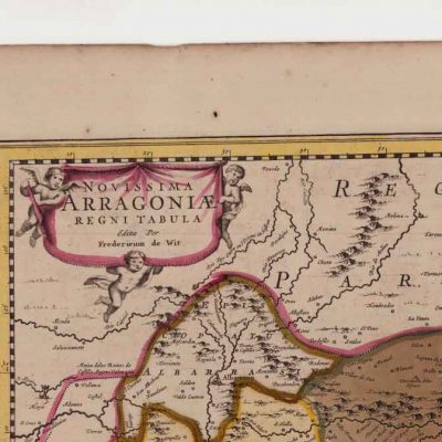 Mapa antiguo siglo XVII Aragon Valencia Navarra España C.1690 – F. de Wit