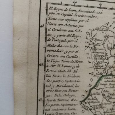 Mapa Reino León(Salamanca,Zamora, Palencia)Atlas Geográfico España Islas adyacentes. Tomás López.1757