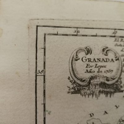 Mapa Granada(Málaga,Almería)Andalucía.Atlas Geográfico Reino España Isla adyacentes. Tomás López.1757