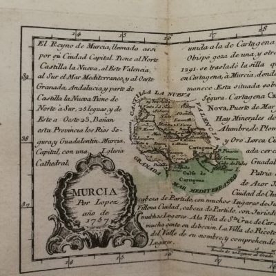 Mapa Reino de Murcia.Atlas Geográfico del Reino España y Islas adyacentes. Tomás López.1757.