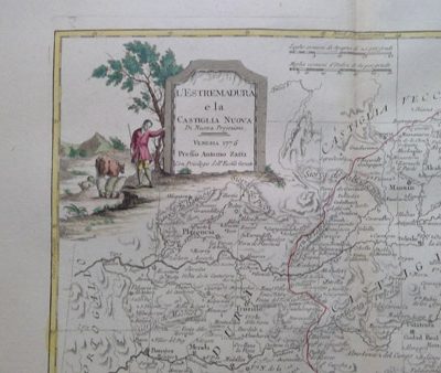 Mapa L´Estremadura e la Castiglia Nuova,Castilla Mancha(Nueva)Extremadura,Madrid.Zatta.Venecia,1776