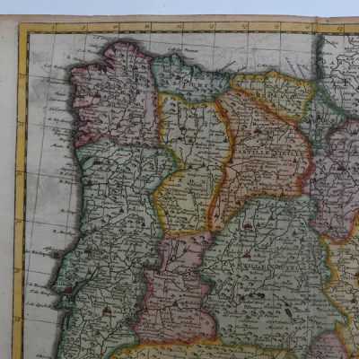 Mapa antiguo siglo XVIII Peninsula España Portugal P van der Aa L’Espagne Suivant Nouvelles [1725]