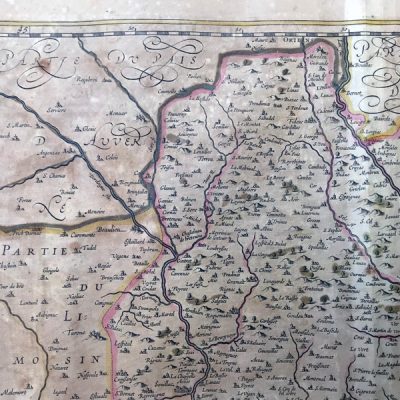 Mapa antiguo siglo XVII Quercy, Francia. 1636. Henricus Hondius