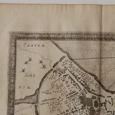 Mapa antiguo siglo XVII Stege(Isla de Mon) Dinamarca 1696 Samuel Pufendorf