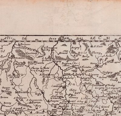 Mapa antiguo siglo XVII Borgoña BOURGOGNES Francia 1655 – Merian
