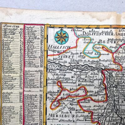 Mapa antiguo siglo XVIII Leipziger Leipzig Sajonia Alemania 1749 Schreiber