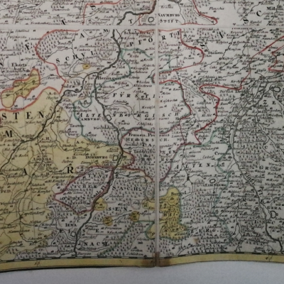 Mapa antiguo siglo XVIII Vinariensem Turingia Alemania 1747 Homann