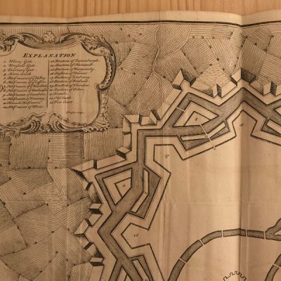 Mapa antiguo siglo XVIII Aeth Ath Brabante Bélgica 1744 Basire Tindal Rapin