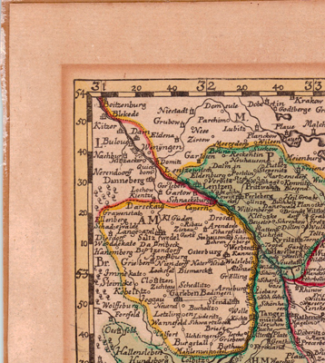 Mapa antiguo siglo XVIII Brandeburgo Postdam Alemania 1741 – Schreiber