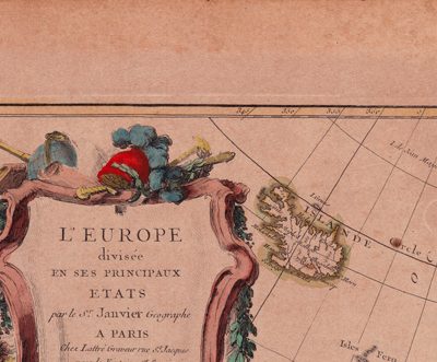 Mapa antiguo siglo XVIII continente europeo Europa 1762 datado – Janvier Lattré