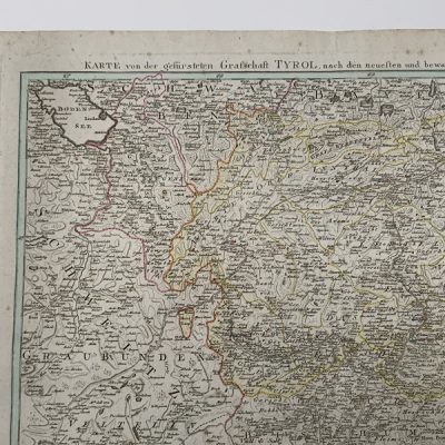 Mapa antiguo siglo XIX Tirol Austria Italia 1824 – Johann Walch