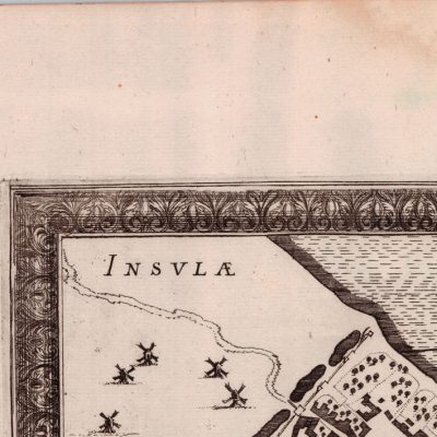 Mapa antiguo siglo XVII Stege Isla Mon Dinamarca 1696 – Pufendorf