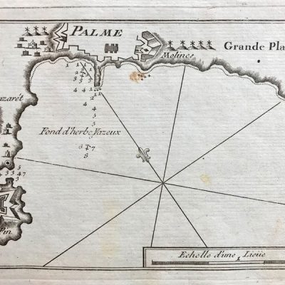 Carta náutica antigua Siglo XVIII Bahía Palma de Mallorca Baleares Roux [1780]