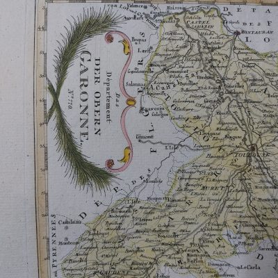 Mapa antiguo siglo XVIII Oberen Garona Toulouse Francia 1790 Von Reilly