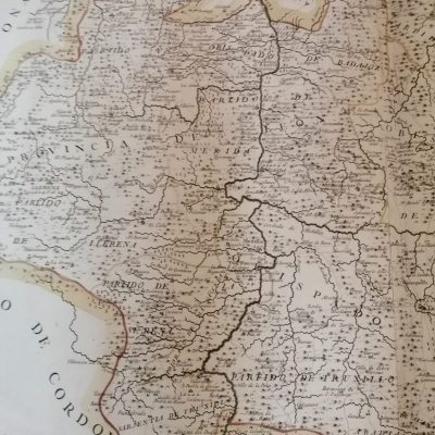 Mapa antiguo siglo XVIII de la provincia de Estremadura – 1761-1780 Extremadura; Tomàs Lopez