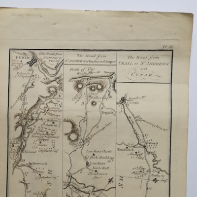 Mapa antiguo siglo XVIII Crieff Escocia 1776 George Taylor Andrew Skinner