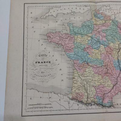 Mapa antiguo Siglo XIX Carte de France divisée en ses 32 provincia par Delamarche