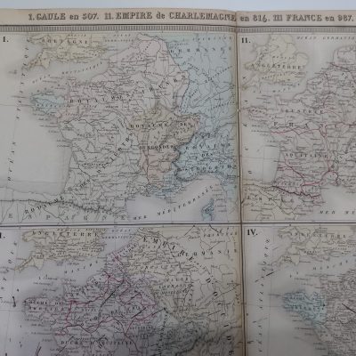 Mapa antiguo Siglo XIX Gaule Empire de Charlemagne France en 1477