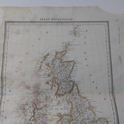 Mapa antiguo Siglo XIX 1830 DATADO Islas Britanicas Domingo Estrue