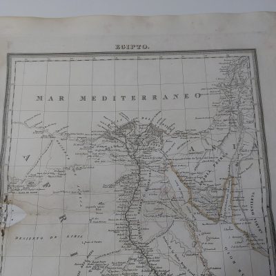 Mapa antiguo Siglo XIX 1831 DATADO Egipto Antiguo Nilo Península del Sinaí Israel Palestina Líbano Domingo Estrue