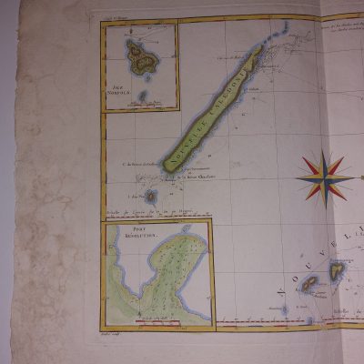 Mapa antiguo siglo XVIII Isles des Nouvelles Hébrides, et celle de la Nouvelle Calédonie Bonne