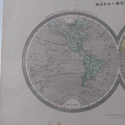 Mapa antiguo Siglo XIX Mapa mundi Dufour Vuillemin Aragó
