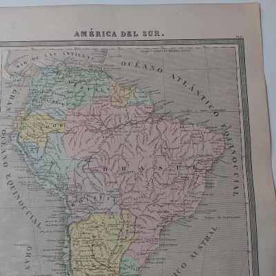 Mapa antiguo Siglo XIX América del Sur Dufour Vuillemin Aragó
