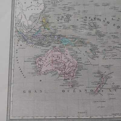 Mapa antiguo Siglo XIX Oceanía Dufour Vuillemin Aragó