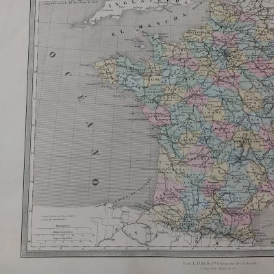 Mapa antiguo Siglo XIX Francia Dufour Vuillemin Aragó