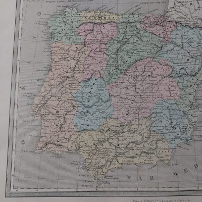 Mapa antiguo Siglo XIX España Dufour Vuillemin Aragó