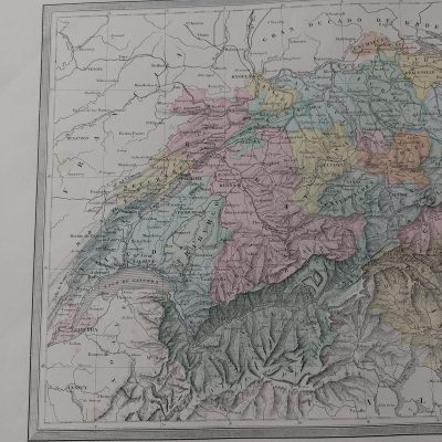 Mapa antiguo Siglo XIX Suiza Dufour Vuillemin Aragó